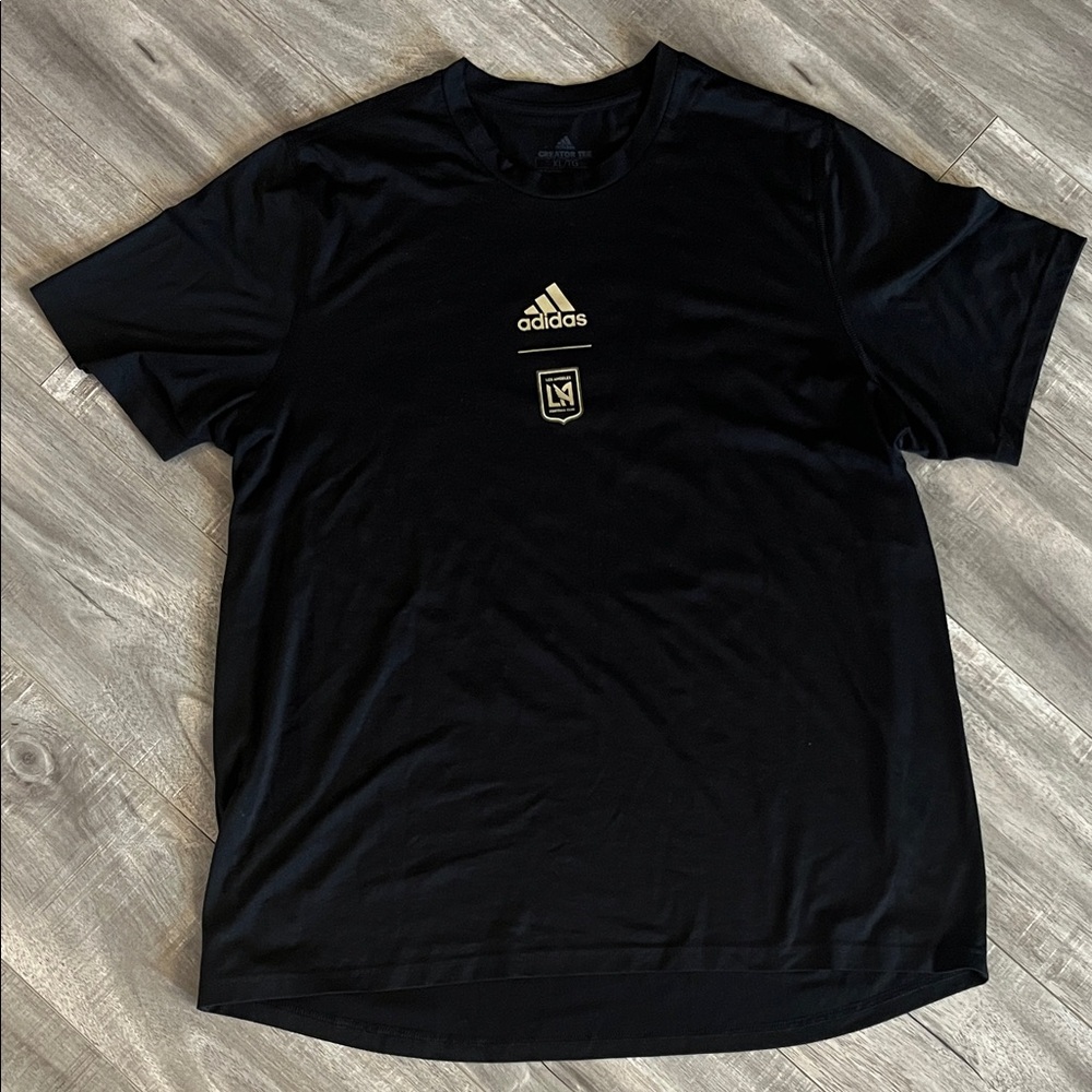 Adidas Black and Gold Men's Tee LAFC